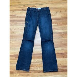 Ecko Red Women's Jeans Cotton Denim Straight Leg Dark Wash Slash Pockets 11 Blue
